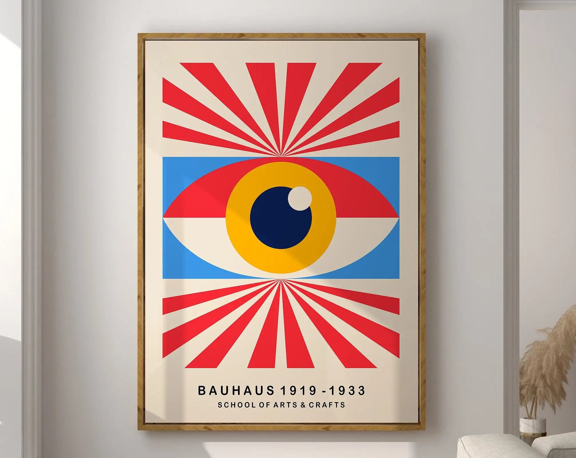 Mid century bauhaus geometric canvas print living room art