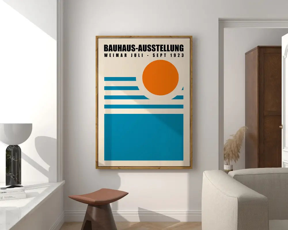 Mid century bauhaus geometric canvas print living room art