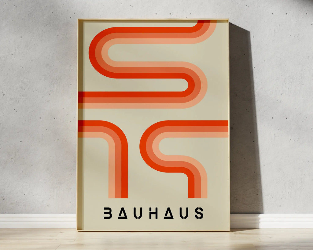 Mid century bauhaus geometric canvas wall art living room decor