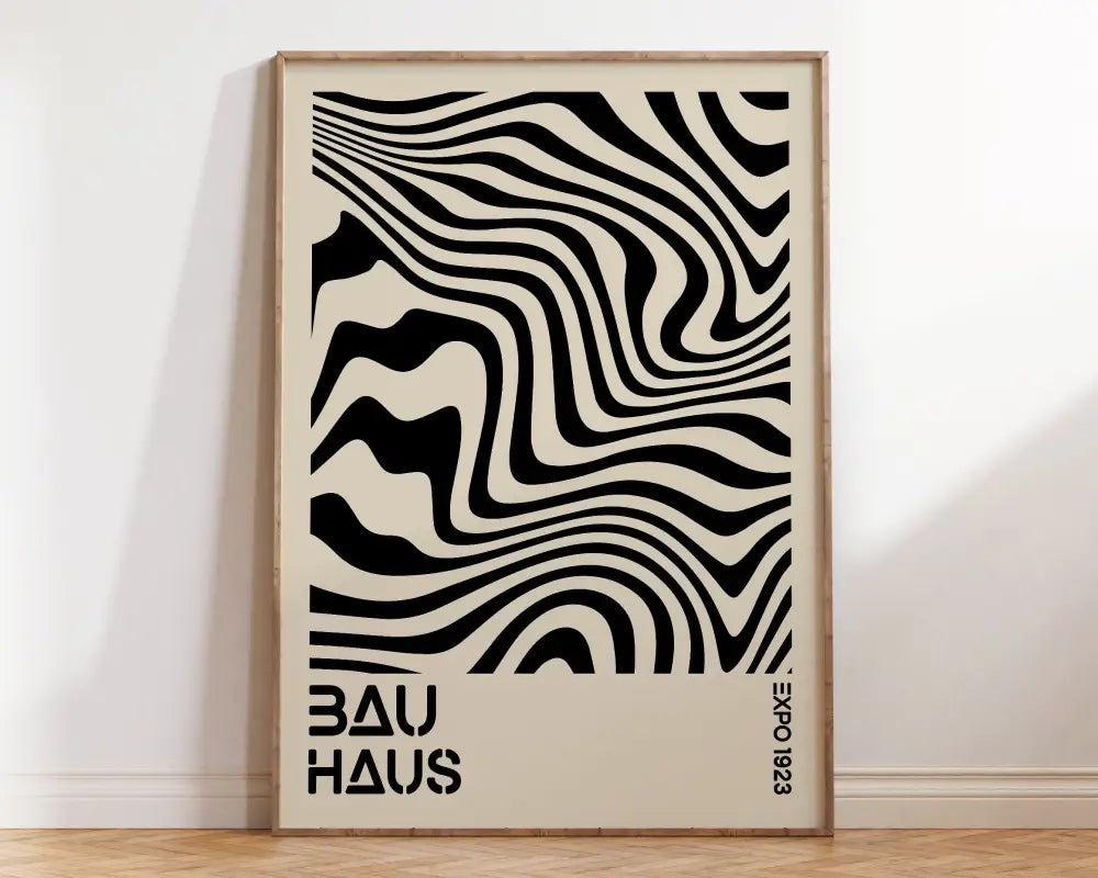 Mid century bauhaus orange & pink wall art living room poster