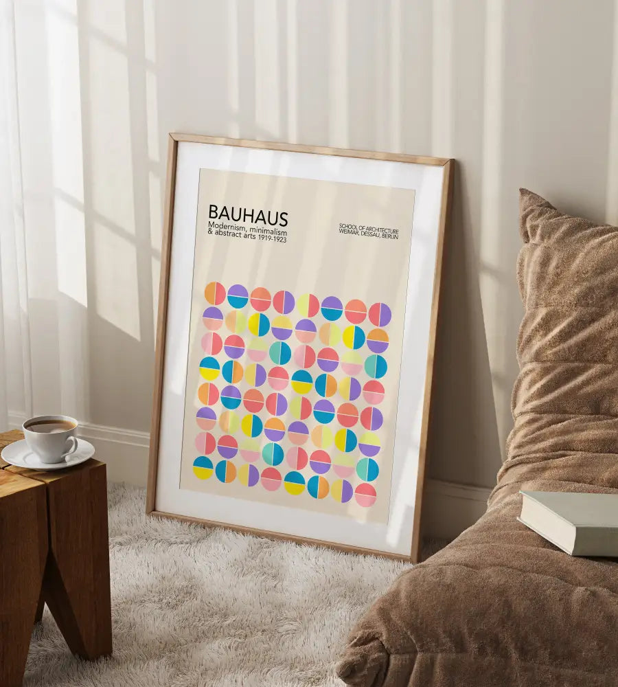 Mid century geometric wall art canvas print for living room