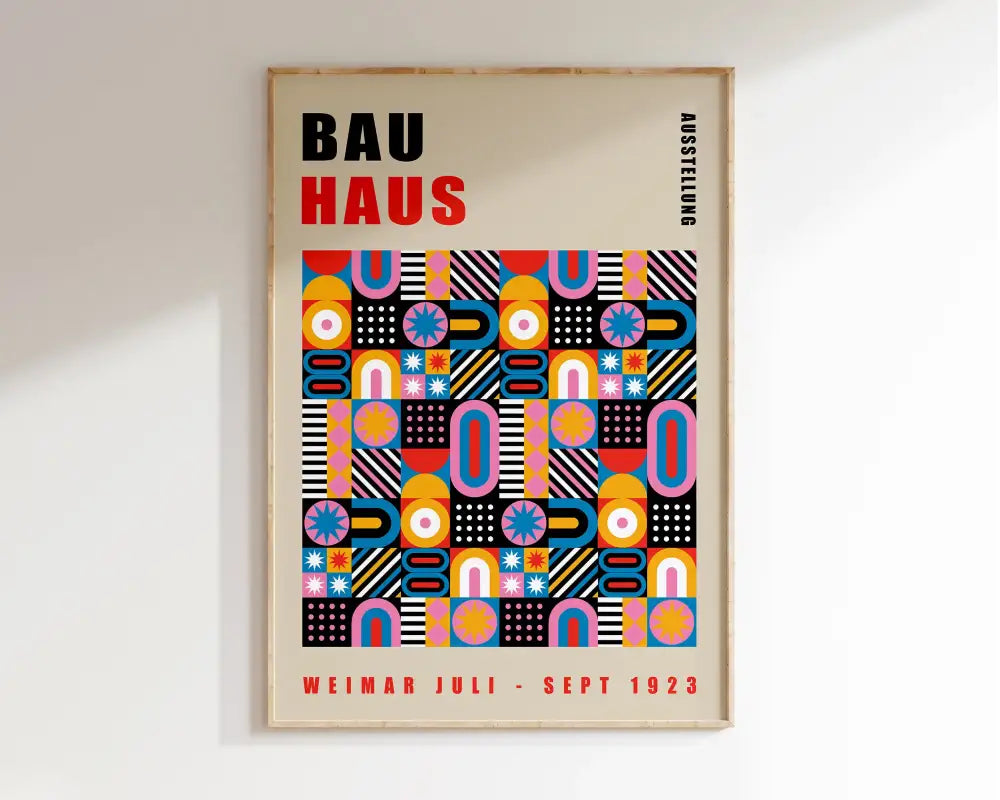 Mid century geometric wall art canvas print for living room