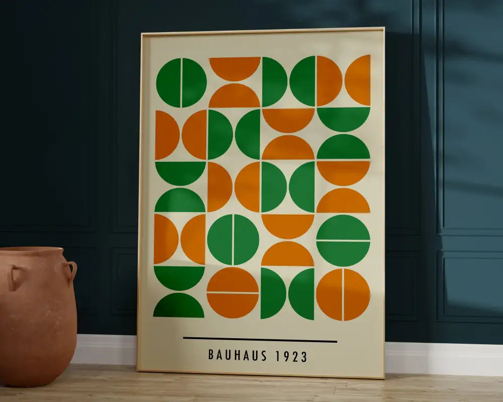 Mid century geometric wall art bauhaus canvas print for living room