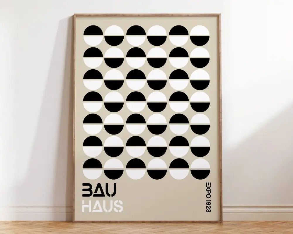 Bauhaus mid century orange & blue geometric wall art living room poster