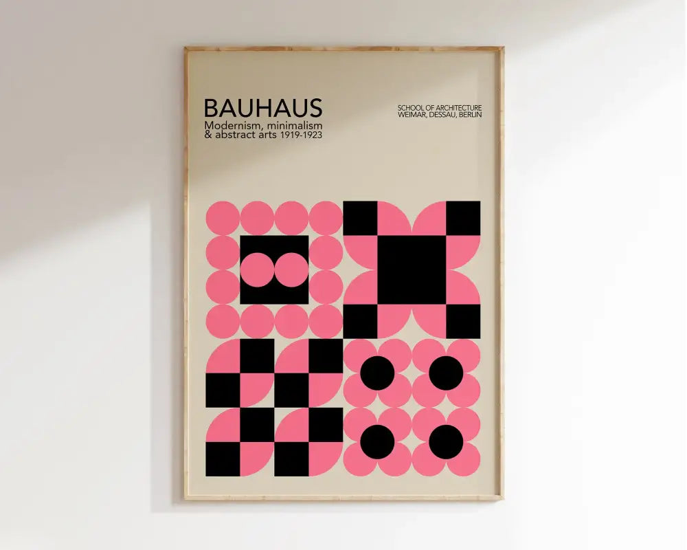 Mid century modern pink & orange geometric canvas wall art living room