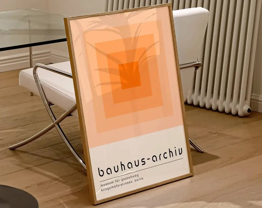 Mid century modern pink & orange geometric canvas wall art living room