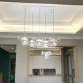 Modern brass bubble cluster pendant light – dining room clear glass