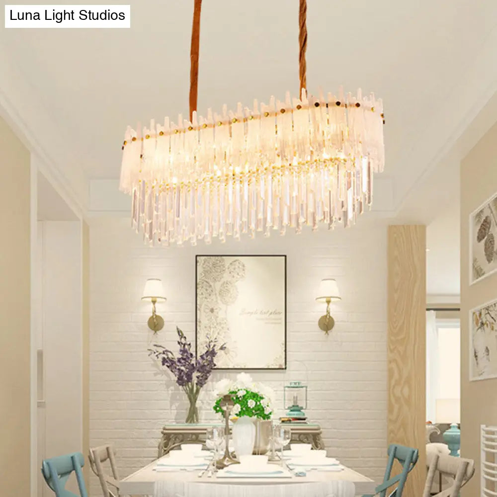 Modern gold crystal island lighting dining room rectangle chandelier
