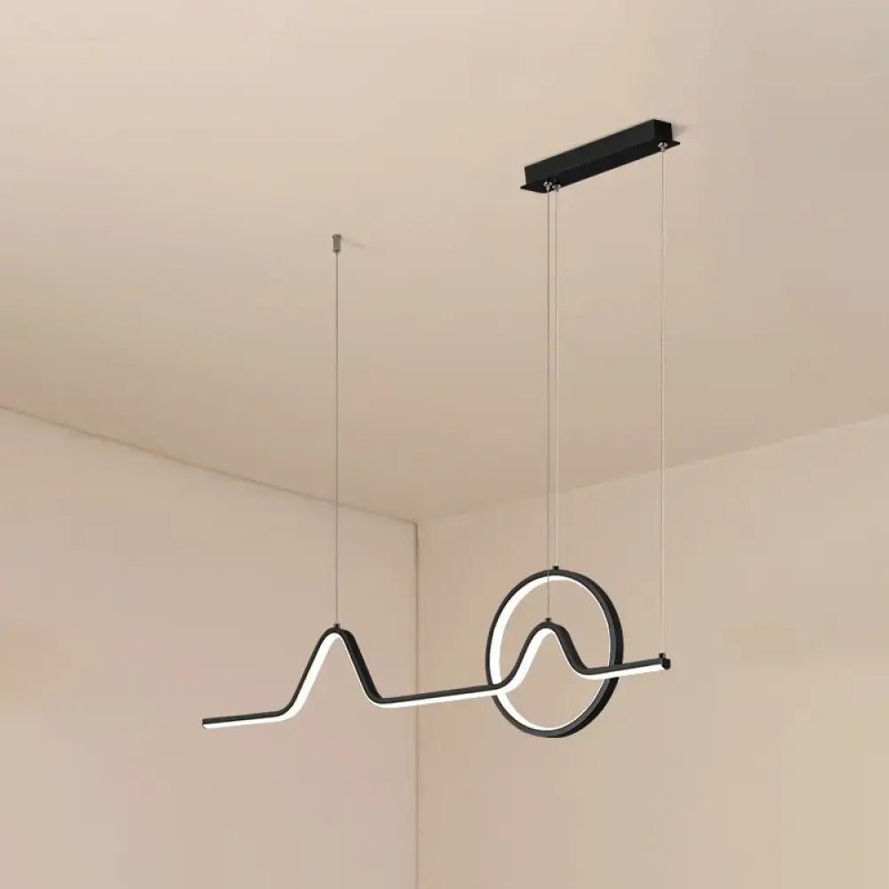 Modern black & white wave led pendant light – dining room art lighting