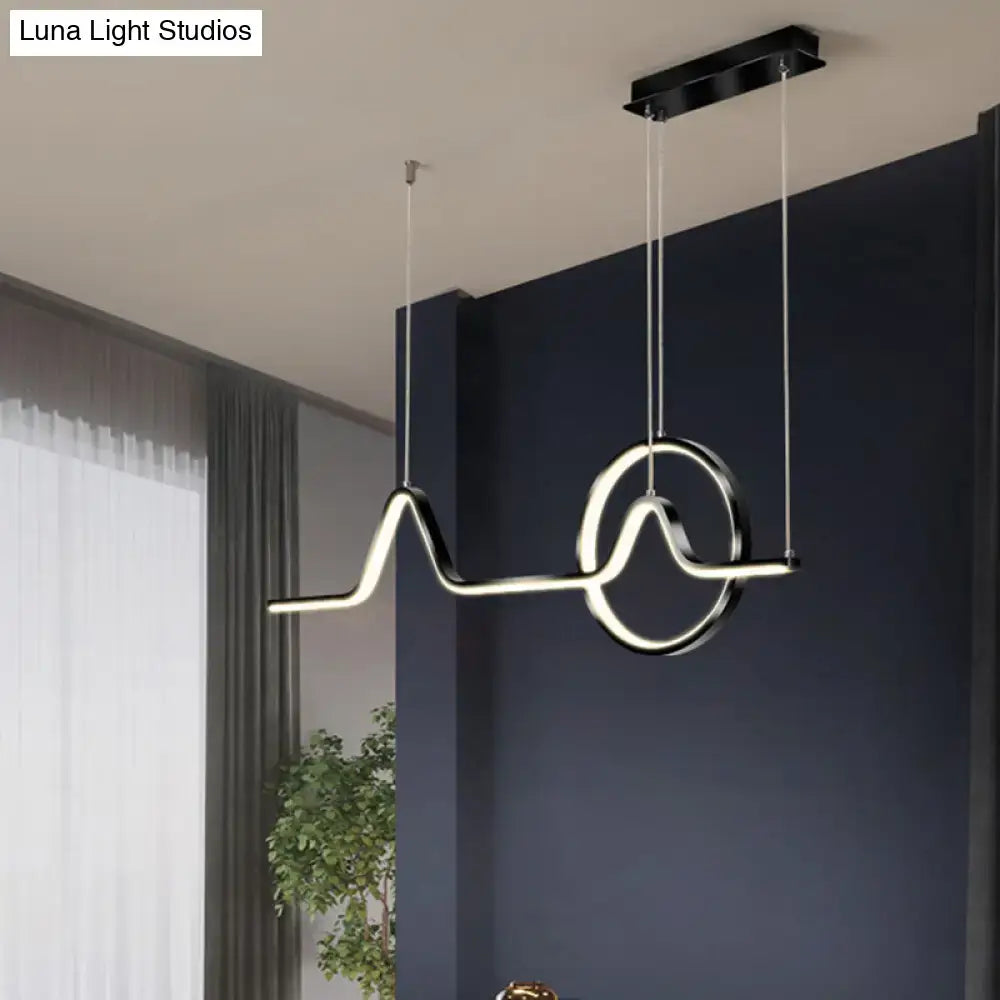 Modern black & white wave led pendant light – dining room art lighting