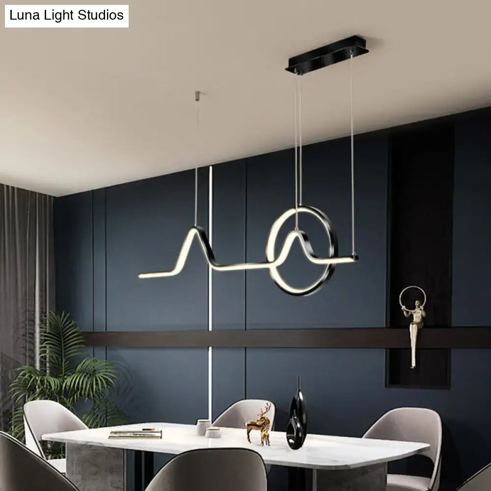 Modern black & white wave led pendant light – dining room art lighting