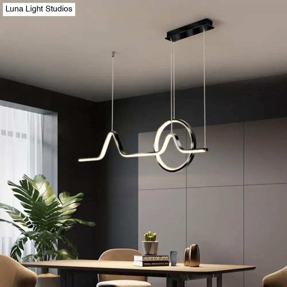 Modern black & white wave led pendant light – dining room art lighting