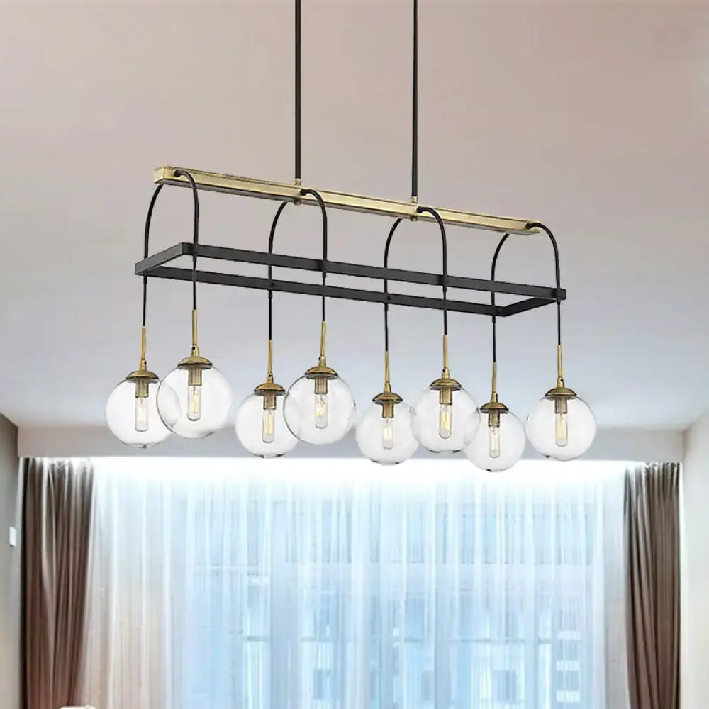 Minimalist arch island pendant black & gold kitchen clear glass light