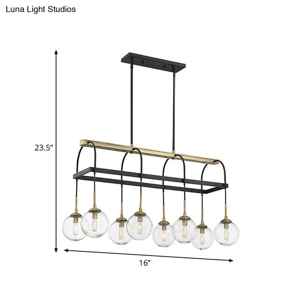 Minimalist arch island pendant black & gold kitchen clear glass light