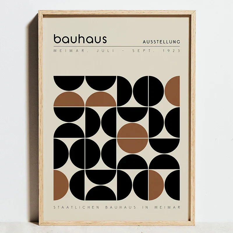 Bauhaus exhibition orange & black canvas wall art living room decor