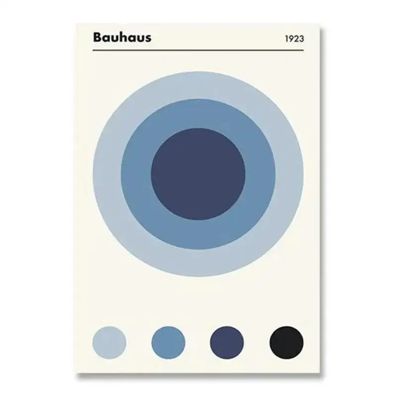 Bauhaus teal and gray canvas print living room wall art