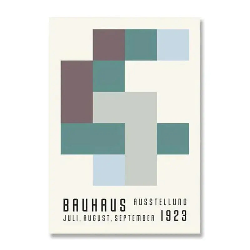 Bauhaus teal and gray canvas print living room wall art