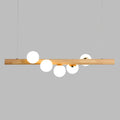 Modern cream and wood ball island pendant light dining room
