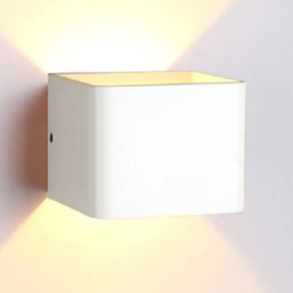 Modern minimalist cube shade sconce light black & white living room