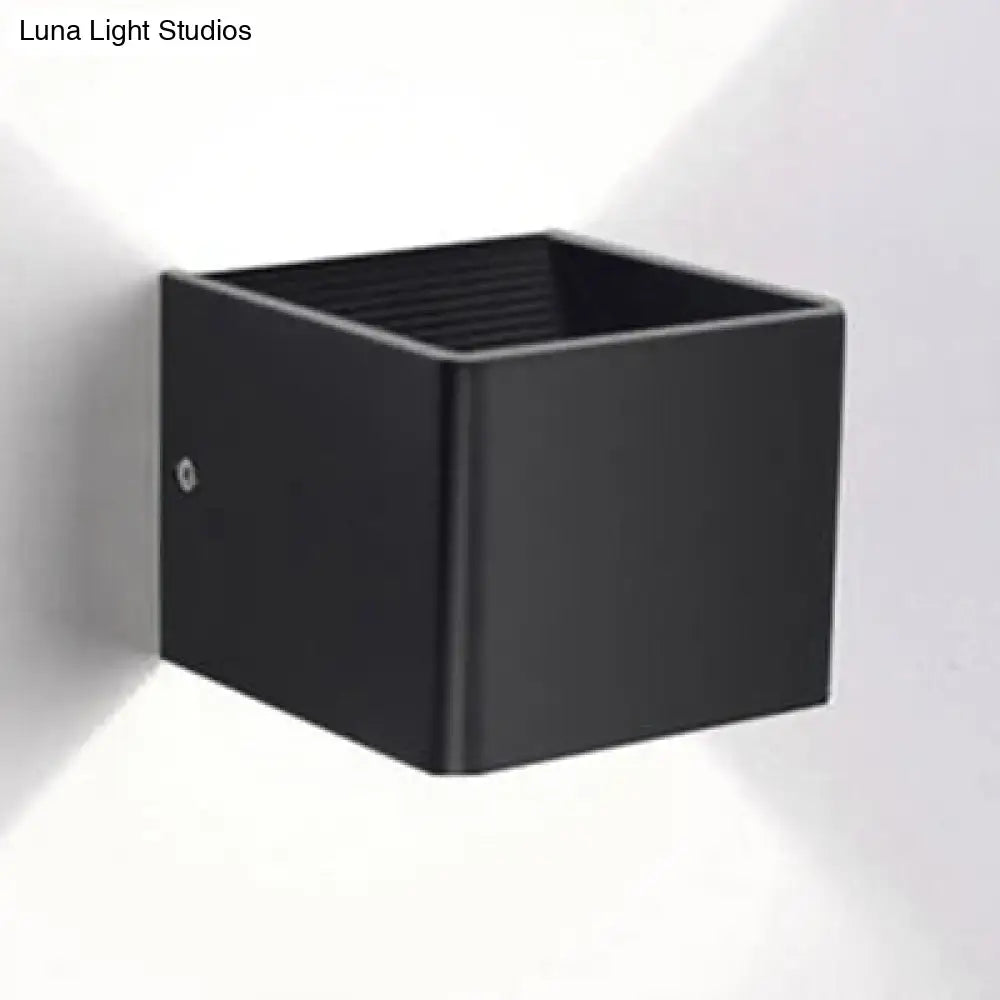Modern minimalist cube shade sconce light black & white living room