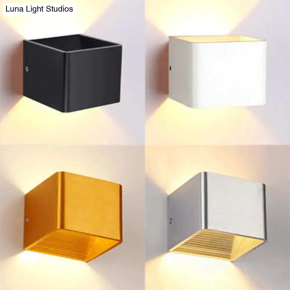 Modern minimalist cube shade sconce light black & white living room