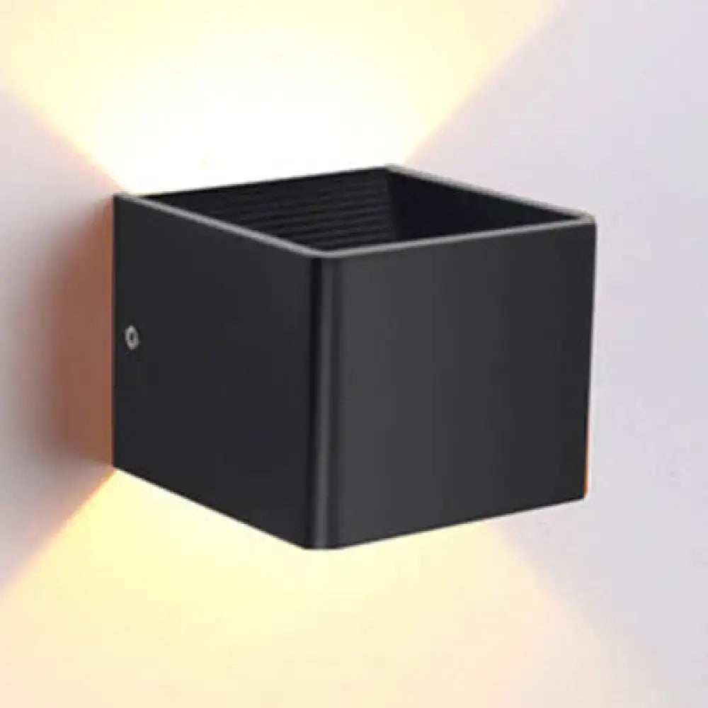 Modern minimalist cube shade sconce light black & white living room