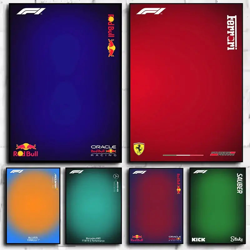 Minimalist formula 1 canvas wall art set of 6 office notepads