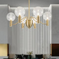 Modern gold globe chandelier living room frosted glass light