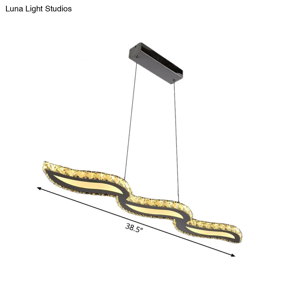 DecorBites™ Minimalist LED Crystal Ceiling Light for Restaurant with Silver Island Pendant