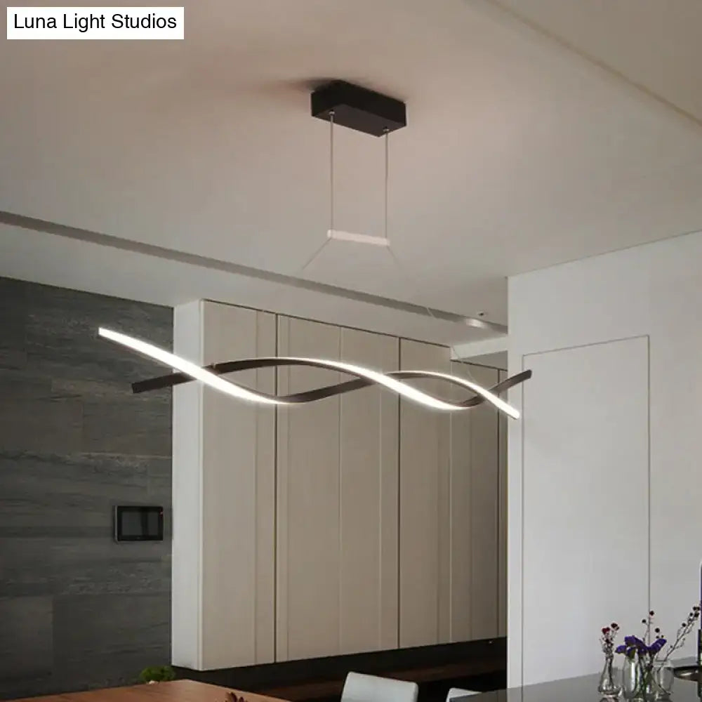 Modern minimalist linear led pendant light – dining room black & grey