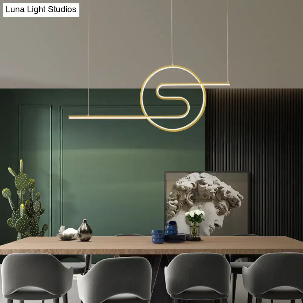 Modern chrome s shape led hanging light for dining room