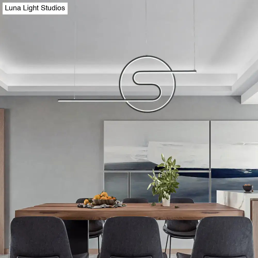 Modern chrome s shape led hanging light for dining room