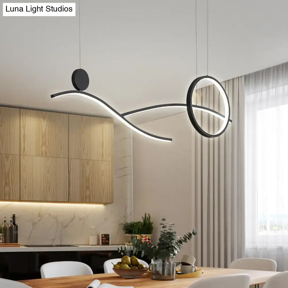 Modern chrome s shape led hanging light for dining room