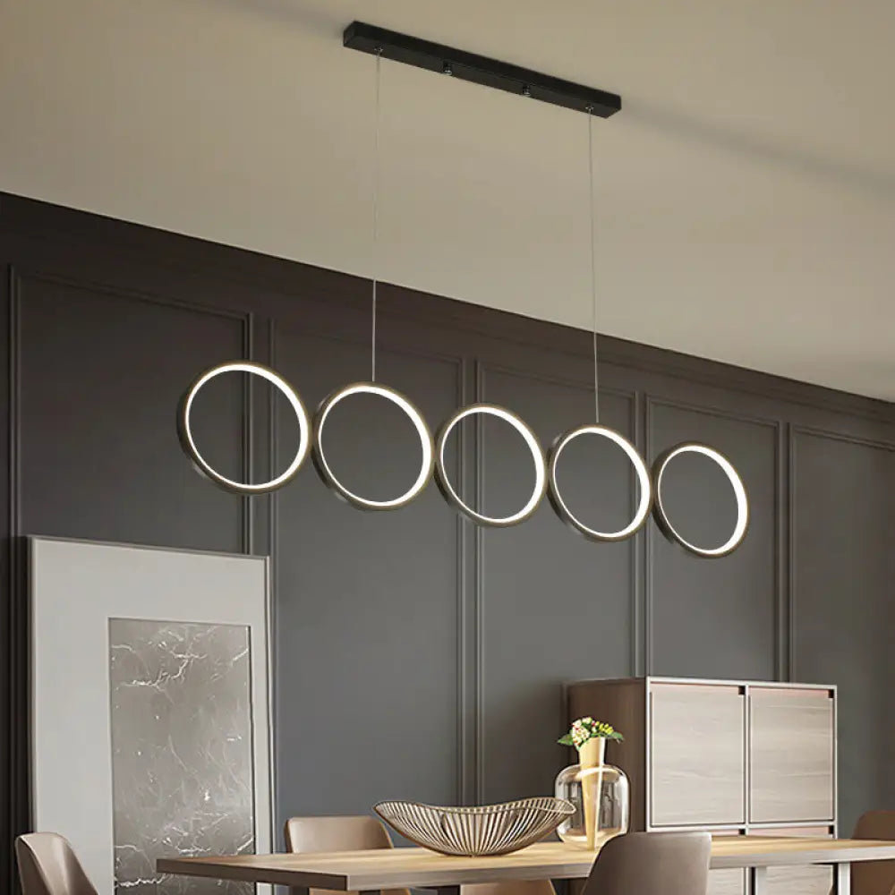 DecorBites™ Minimalist Metallic LED Black Island Suspension Lamp - Warm/White Light, 31.5"/39.5