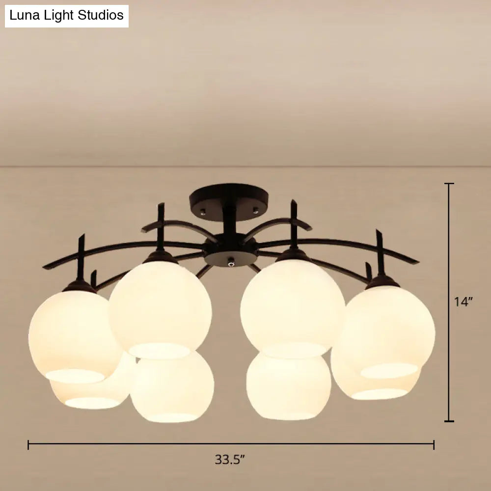 DecorBites™ Minimalist Opal Glass Flush Light in Black for Living Room Ceiling