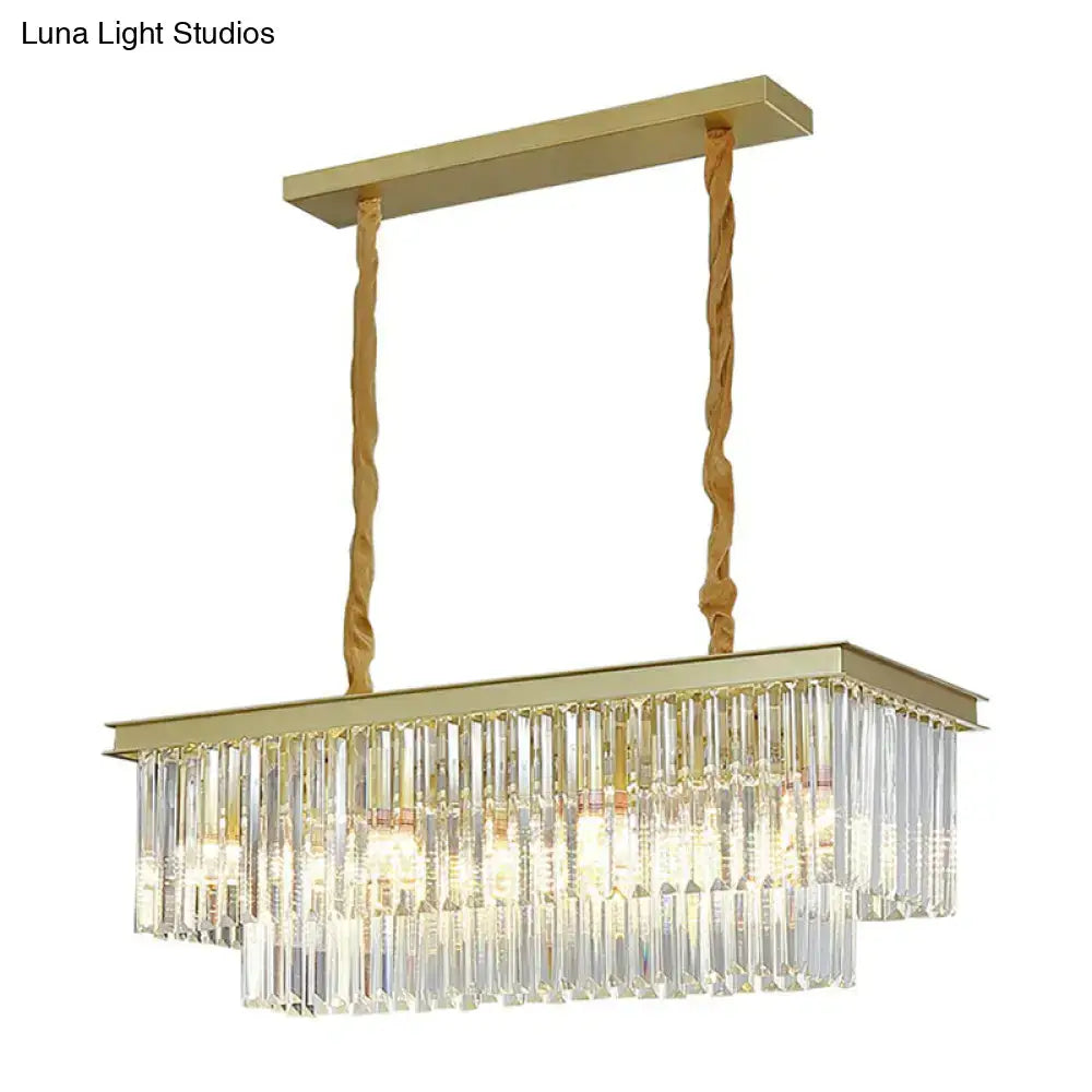 Minimalist black prismatic crystal pendant light kitchen island