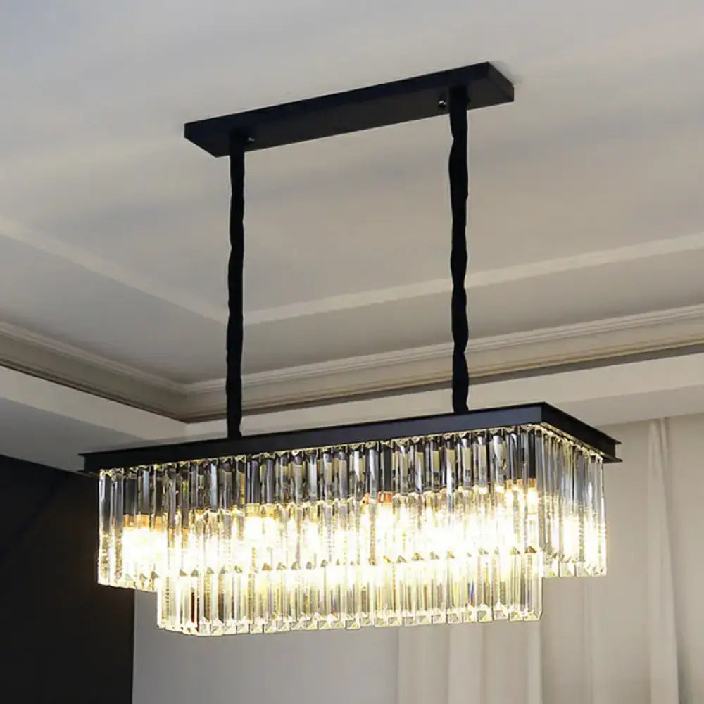 Minimalist black prismatic crystal pendant light kitchen island