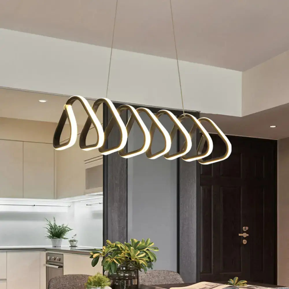 Modern brushed gold metal led island light for dining room ceiling
