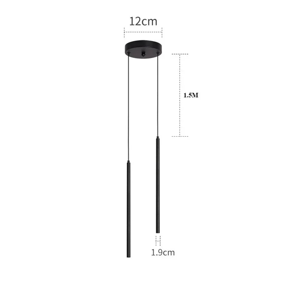 Modern black 2cm led pendant lights bedroom bedside lighting