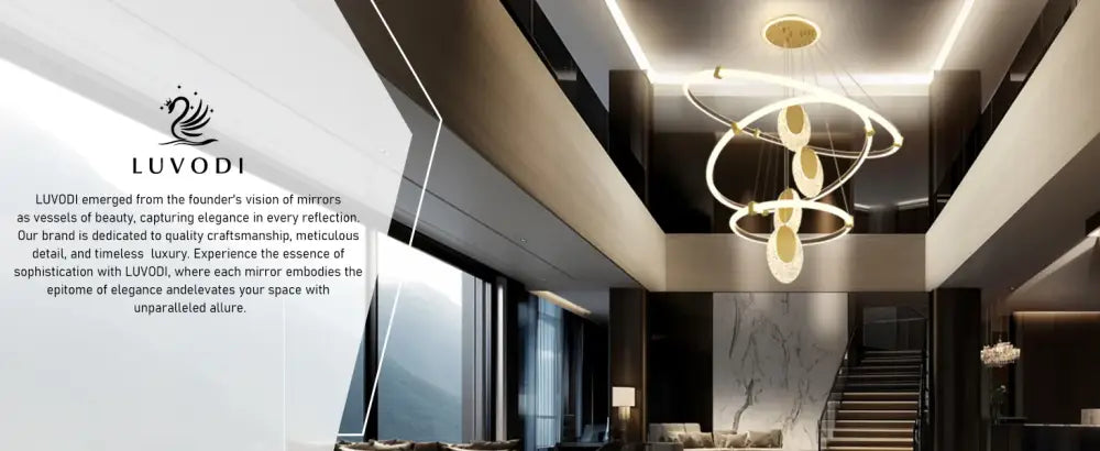 Modern gold circular led rings chandelier dining room acrylic accents
