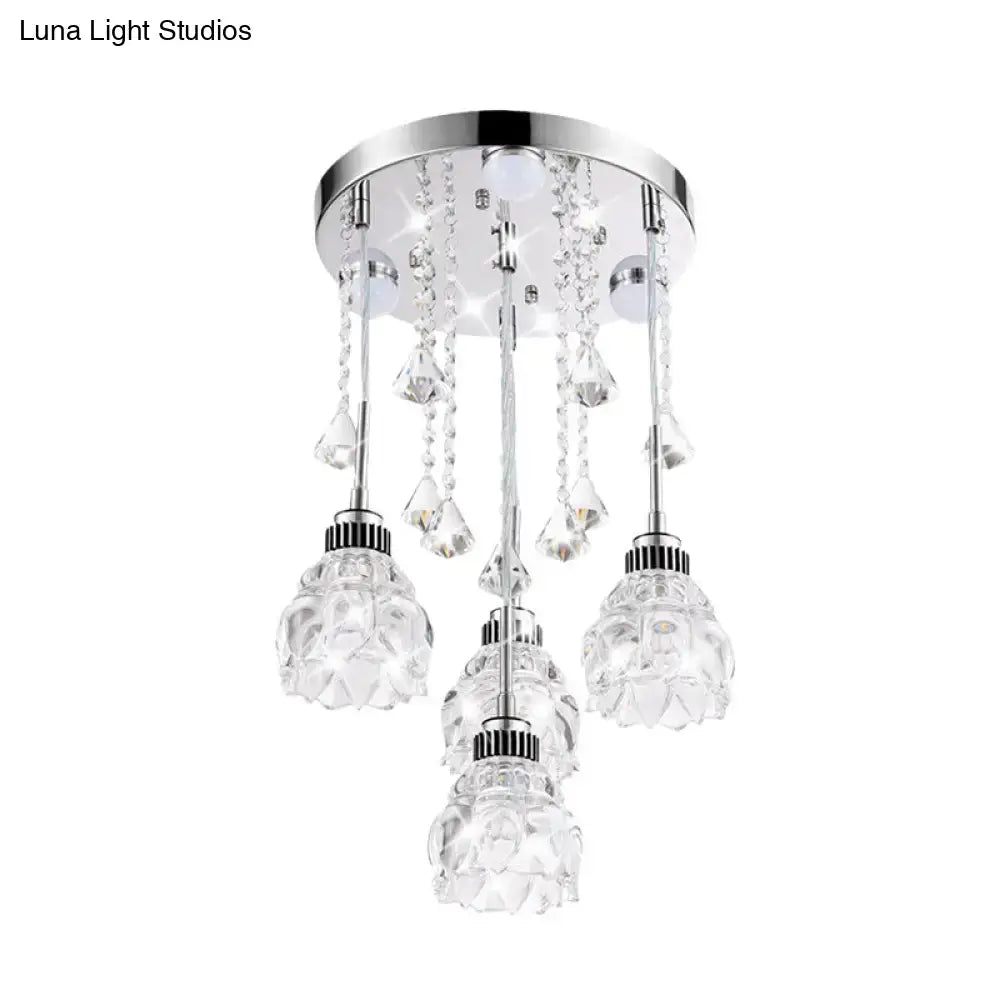 Modern chrome crystal shade pendant light – living room 110v-120v