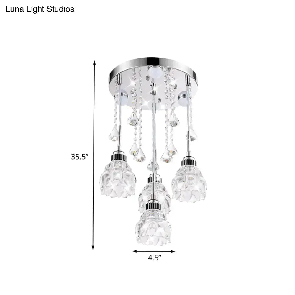Modern chrome crystal shade pendant light – living room 110v-120v