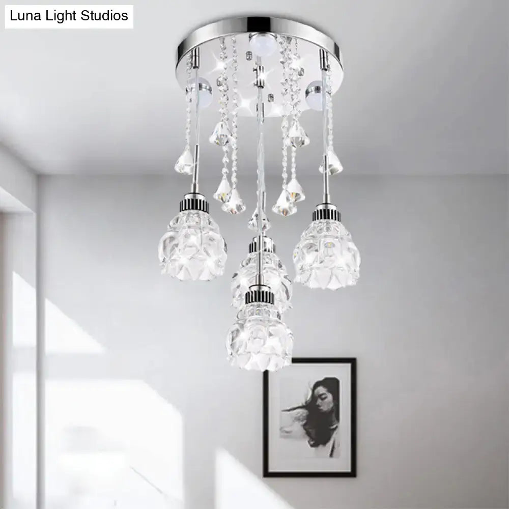 Modern chrome crystal shade pendant light – living room 110v-120v