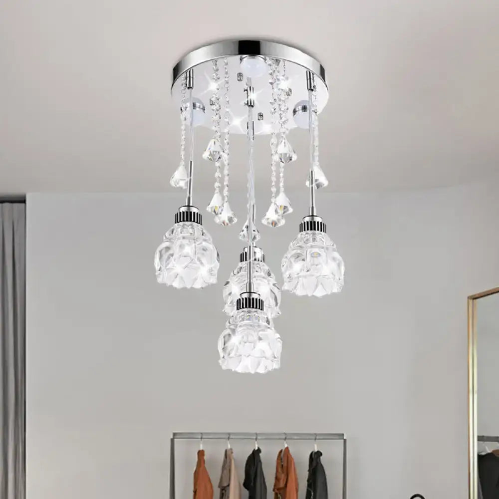 Modern chrome crystal shade pendant light – living room 110v-120v