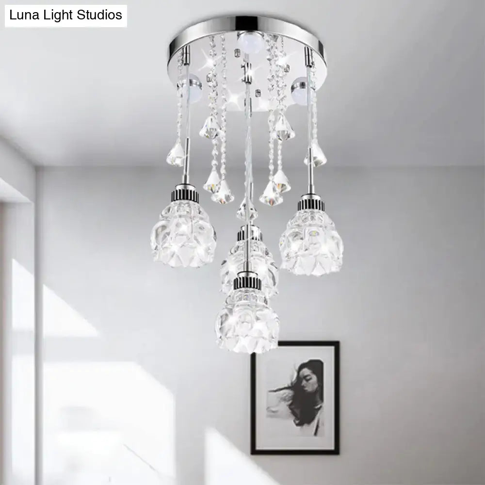 Modern chrome crystal shade pendant light – living room 110v-120v