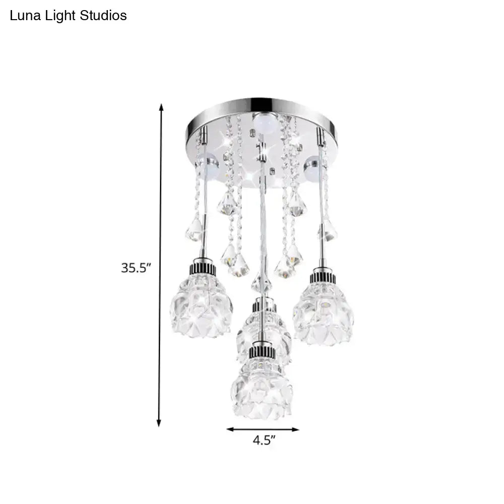 Modern chrome crystal shade pendant light – living room 110v-120v