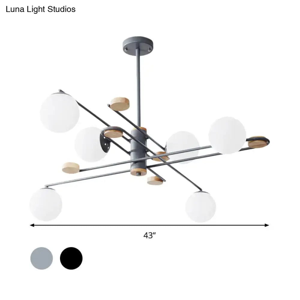 Modern black and grey frosted glass globe chandelier living room light