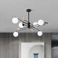 Modern black and grey frosted glass globe chandelier living room light