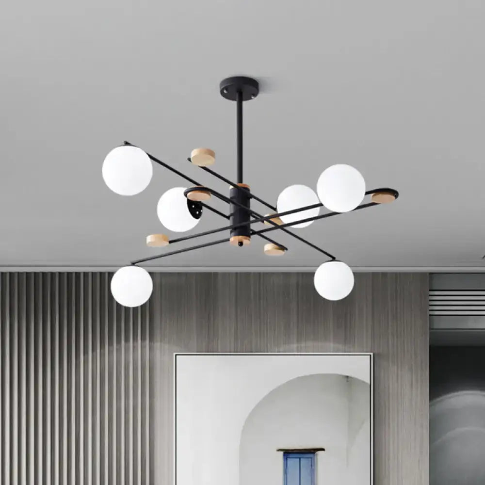 Modern black and grey frosted glass globe chandelier living room light