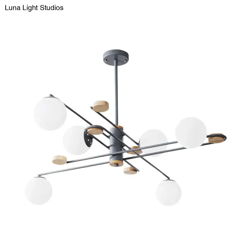 Modern black and grey frosted glass globe chandelier living room light